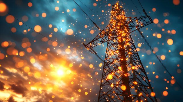 Power Tower Sunset Glow Illustration
