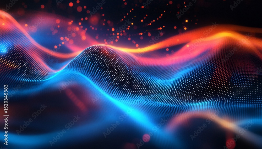 Poster abstract digital waves of light. dynamic energy patterns. background effects. suitable for presentat