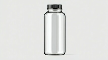 Clear plastic bottle with black cap.
