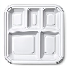 White Plastic Food Tray with Five Compartments