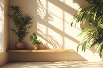 Modern Minimalist Interior Design. Embrace Tranquil Living with Indoor Plants and Natural Light