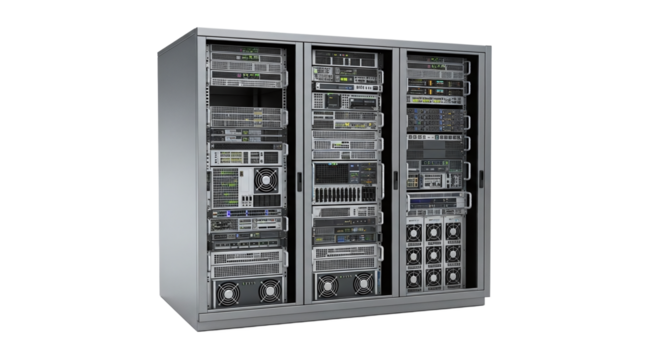 Server Rack Cabinet with Network Equipment Isolated