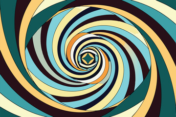 Colorful abstract swirl design with a geometric center and eye-catching spiral.