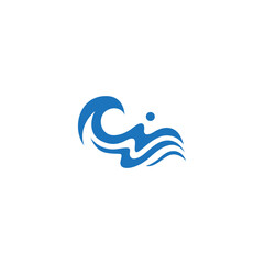 blue wave element logo vector design