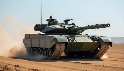 Obraz premium Advanced military tank on training grounds with modern technology displayed, created with generative ai