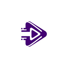 media play logo with arrow combination in flat vector design