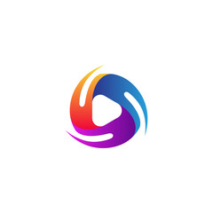media play logo with modern colorful 3d design style