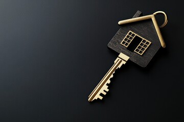 House-shaped key on dark surface