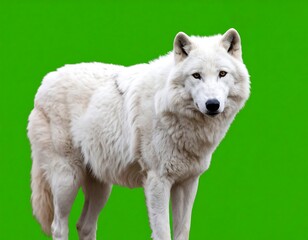 Obraz premium White wolf against a solid green background