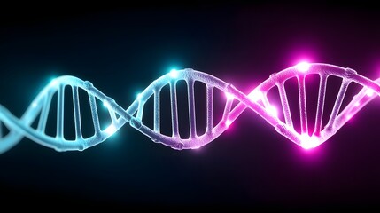 A visually striking illustration of a DNA double helix in vibrant blue and pink hues, symbolizing the essence of genetics and biological research in modern science.
