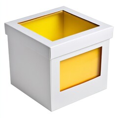 White Square Gift Box with Yellow Interior and Clear Window