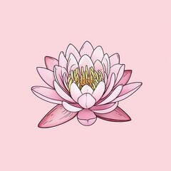 delicate pink water lily flower with soft petals opened on pastel pink background conveying calmness and natural beauty