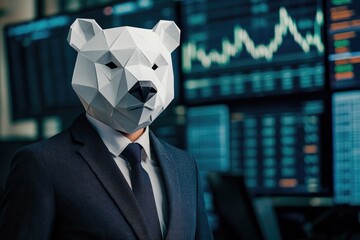 Bear market trader in a modern trading room