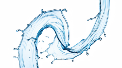 Splash de agua en forma  curva. Aislado sobre fondo transparente. PNG. 