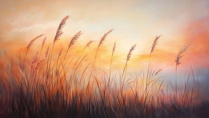Naklejka premium Golden grass at sunset