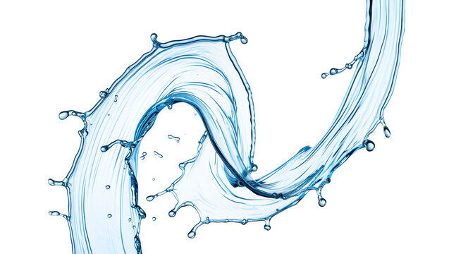 Splash de agua en forma  curva. Aislado sobre fondo transparente. PNG. 