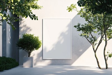 Obraz premium Blank canvas amidst lush greenery