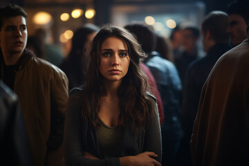 Obraz premium Young Woman with Distressed Expression Showing Anxiety or Concern
