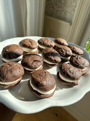 chocolate cakes on a plate