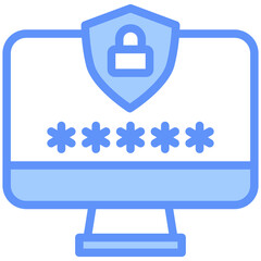 Password Icon Outline Blue