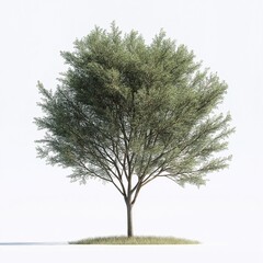 Green Tree Silhouette Against Sky. Vibrant Nature and Rural Landscape Photography