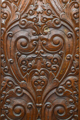 close up of carved teak wood