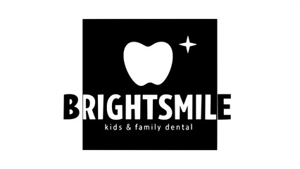 "Design a fun but professional logo. A light teal-green mouth shape smiles at the center, with a white star above the right side. Use bold sans-serif type for 'BrightSmile', and smaller matching text 