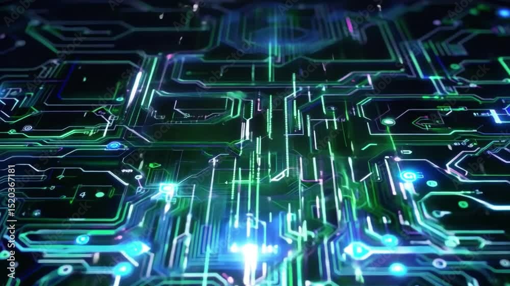 Poster vibrant circuit design glowing patterns and abstract electronics showcasing digital innovation and t
