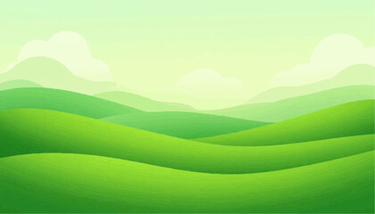 Obraz premium Green Landscape with Hills and Sky