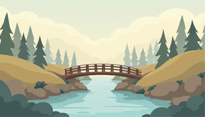 River bridge landscape vector image