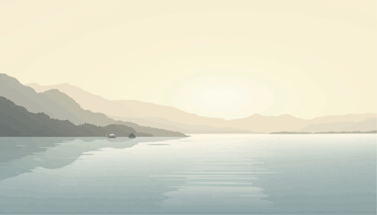 Obraz premium Lake mountain horizon landscape