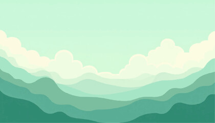 Fototapeta premium Green Mountain Landscape with Sky and Clouds