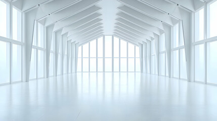 Fototapeta premium White Modern Empty Interior Room With Large Windows