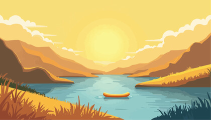 Lake view with mountain at sunrise