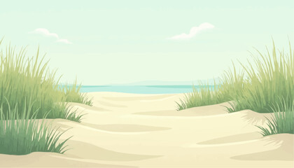 Sandy path to the beach cartoon illustration