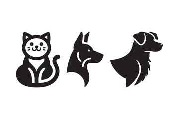 Fototapeta premium Cat and Dog Icon Set for Pet Logos and Veterinary Designs