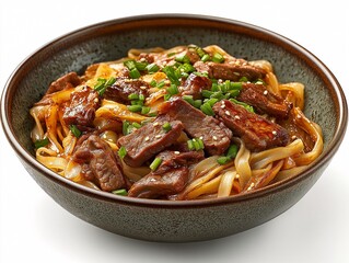 Delicious Beef Stir Fry Noodles with Hoisin Sauce and Green Onions - A Fusion of Chinese Comfort and Healthy Cuisine