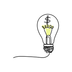 Lightbulb dollar icon. Money idea symbol. Profit glow concept. Vector illustration.