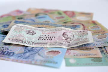 Vietnamese dong banknotes. Money concept