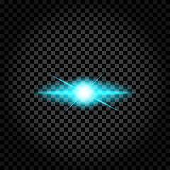 Blue flash burst. Cyan glowing rays. Electric spark effect. Vector symbol.