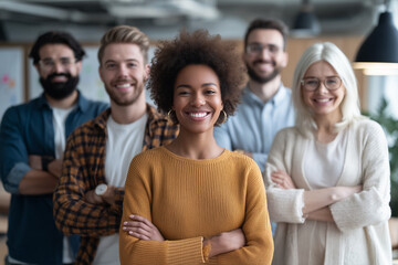 Obraz premium Diverse office staff smiling portrait