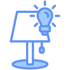 Lamp Icon Outline Blue