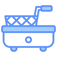 Deep Fryer Icon Outline Blue
