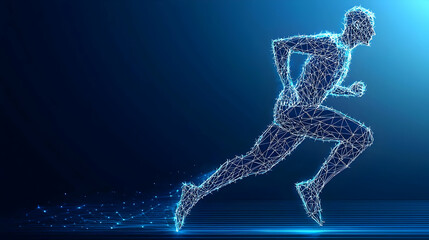 Fototapeta premium Abstract Running Figure In Blue