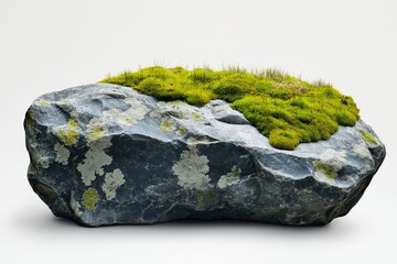 Scenic Moss-Covered Rock Formation. Organic Texture in Outdoor Natural Habitat and Eco-Friendly Landscape Design