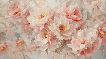 Elegant wedding invitation card background vector. Minimal hand painted watercolor Paeonia flowers texture template background. Design for wedding, vip cover, poster, rsvp moderncard.Valentine's Day