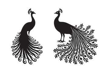 Peacock Silhouette SVG Bundle Decorative Bird Clipart for Cricut and Laser Cutting