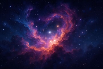Celestial Symphony a breathtaking digital painting of a swirling nebula in deep space with vibrant colors, distant galaxies, and newly formed stars illuminating cosmic dust clouds