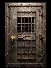 Imposing Iron Gate: A Symbol of Confinement, Security, and Industrial Strength within Shadows