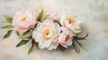 Elegant wedding invitation card background . Minimal hand painted watercolor Paeonia flowers texture template background. Design for wedding, vip cover, poster, rsvp moderncard.Valentine's Day